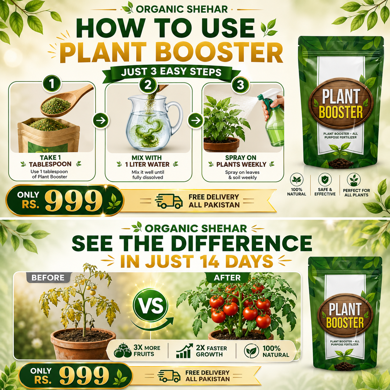 🌱 PLANT BOOSTER SPRAY – Faster Growth & More Fruits
