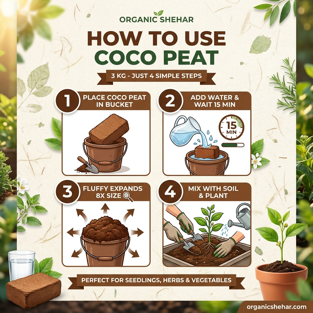 Premium 3KG Coco Peat – 100% Organic Growing Medium for Plants & Seedlings | High Water Retention Soil Mix